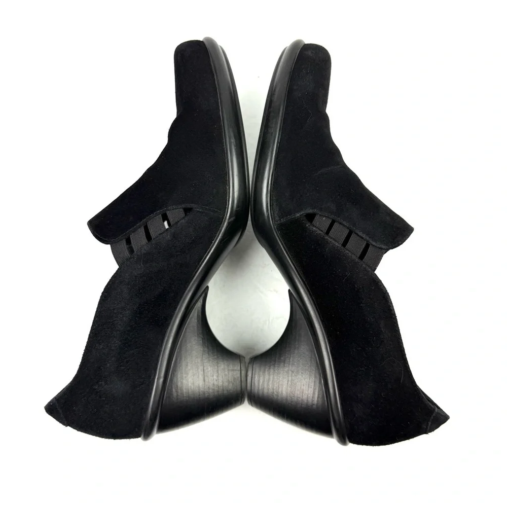 Dansko Raphael Shoes 40‎ Black Suede Leather Slip On Clog Wedge Work Classic